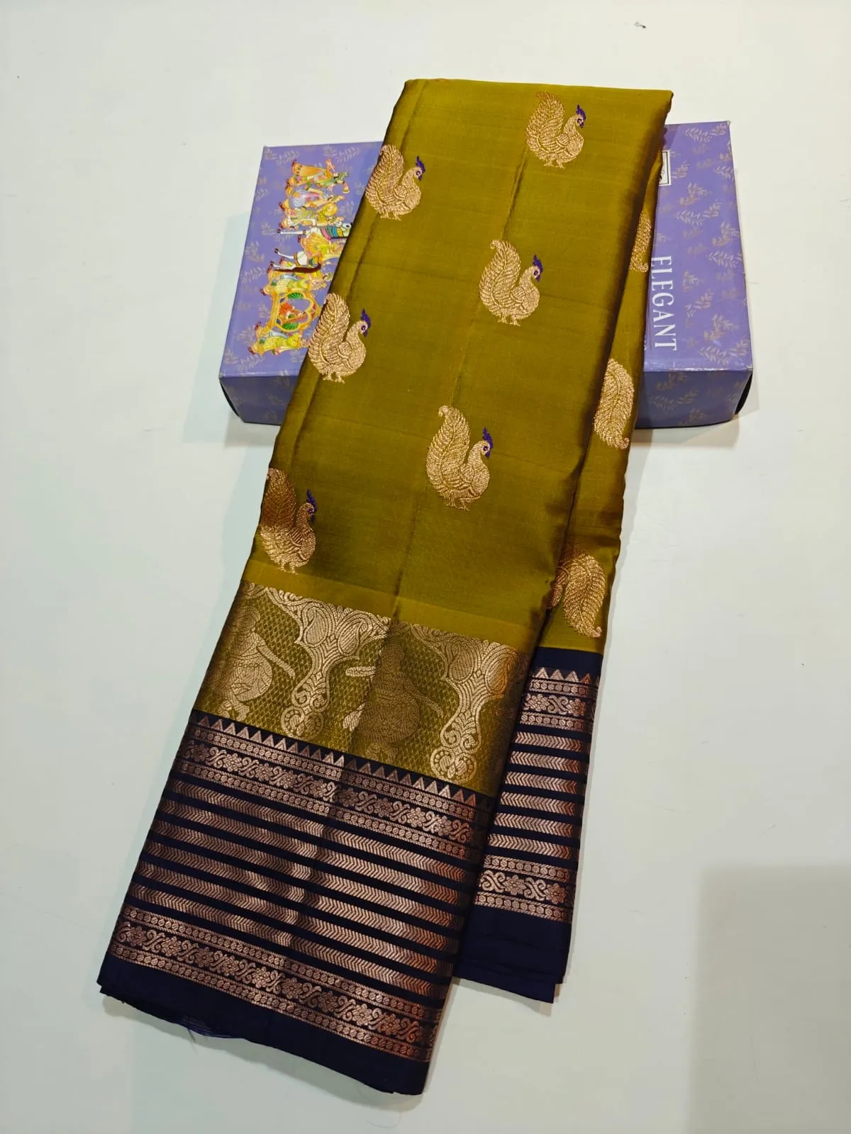 Peacock Motifs Kanchi Handloom Soft Silk Saree